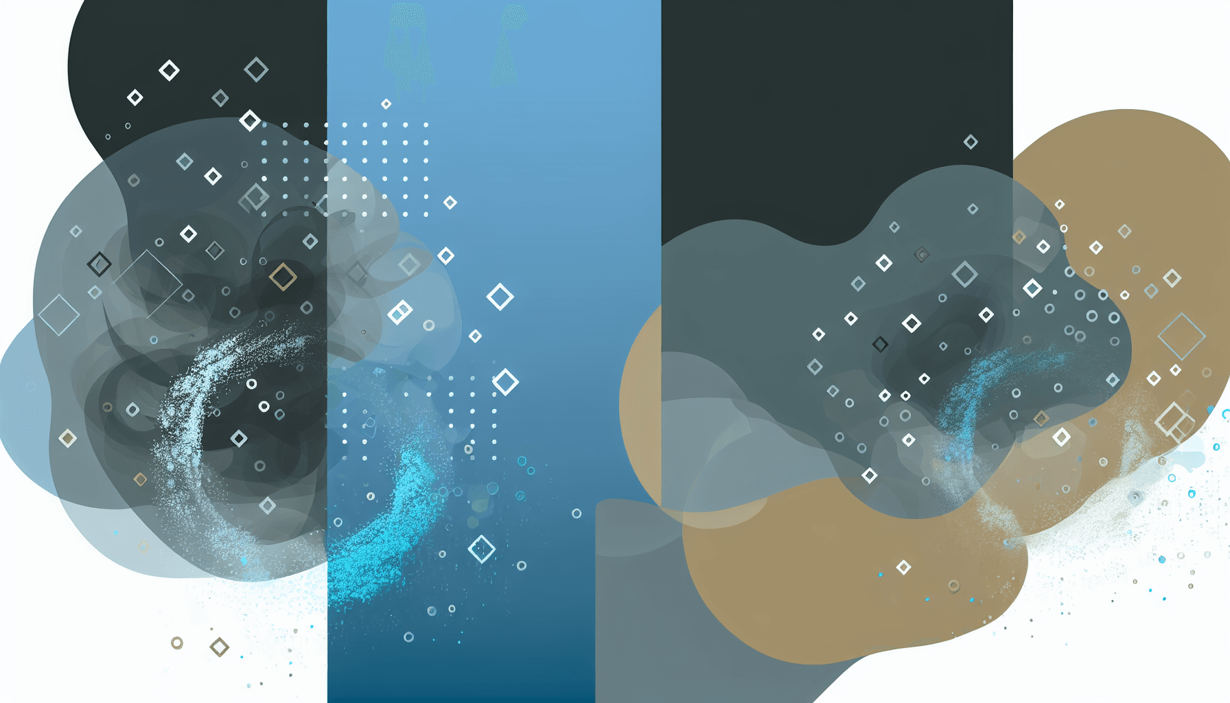 Abstract vector art illustrating cloud resource optimization with geometric shapes and fluid patterns.