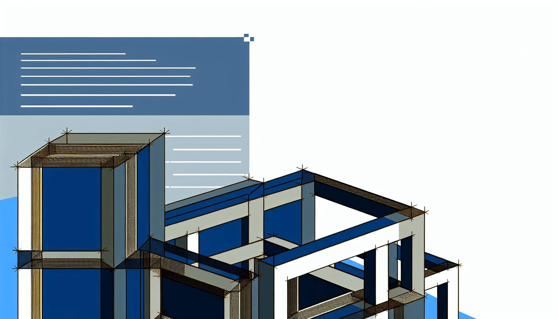 Abstract geometric shapes illustrating modern architecture, symbolizing CSS Grid and Flexbox integration.
