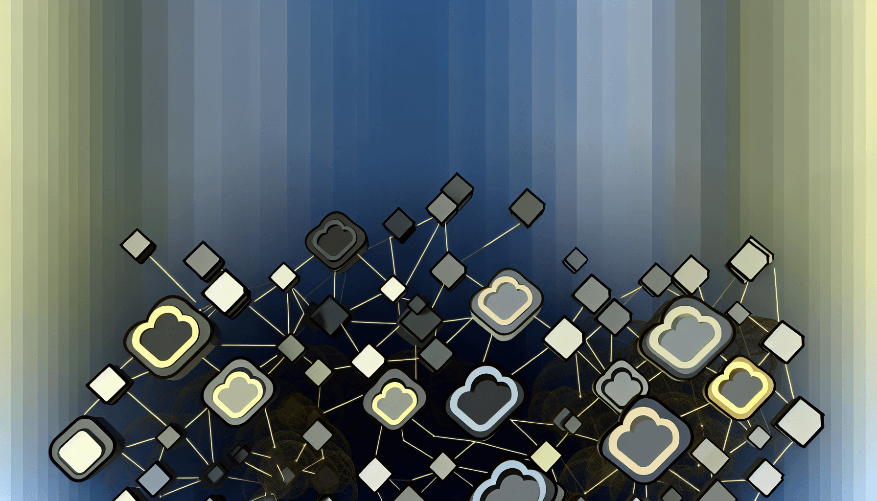 Abstract geometric shapes in 3D representing interconnected API networks, symbolizing structured API systems.