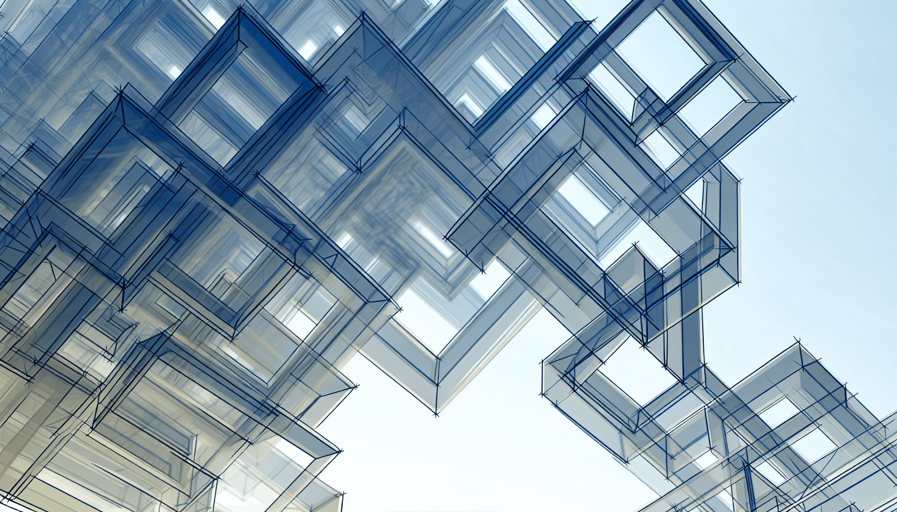 Abstract geometric shapes interconnected with subtle lighting, symbolizing API architecture.