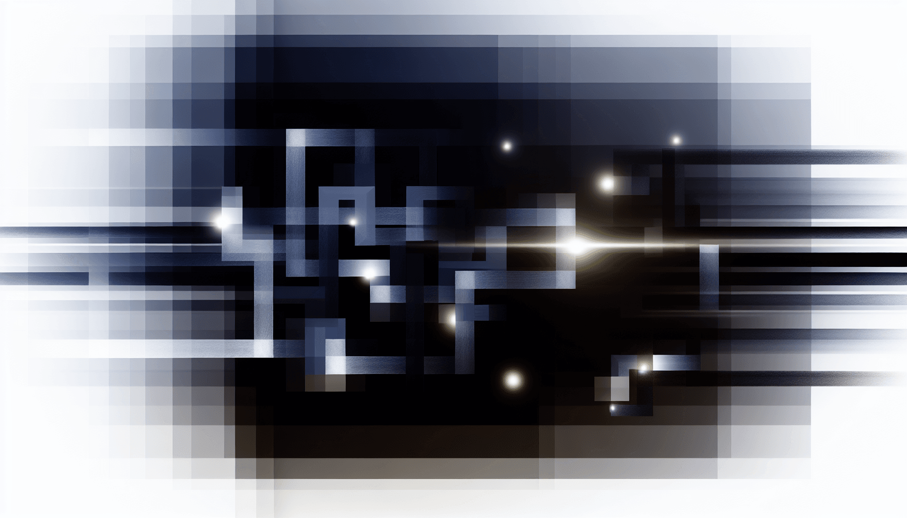 An abstract illustration of geometric shapes and light patterns symbolizing data flow and optimization.