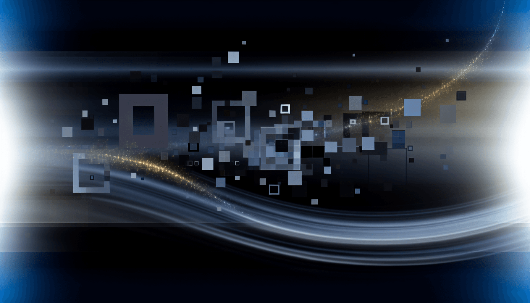 Abstract geometric shapes and light patterns representing data flow in real-time processing.