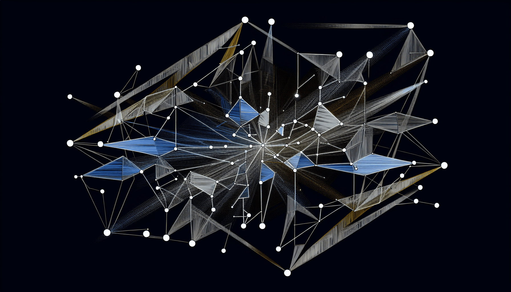 Abstract illustration of interconnected geometric shapes representing AI-assisted code generation.