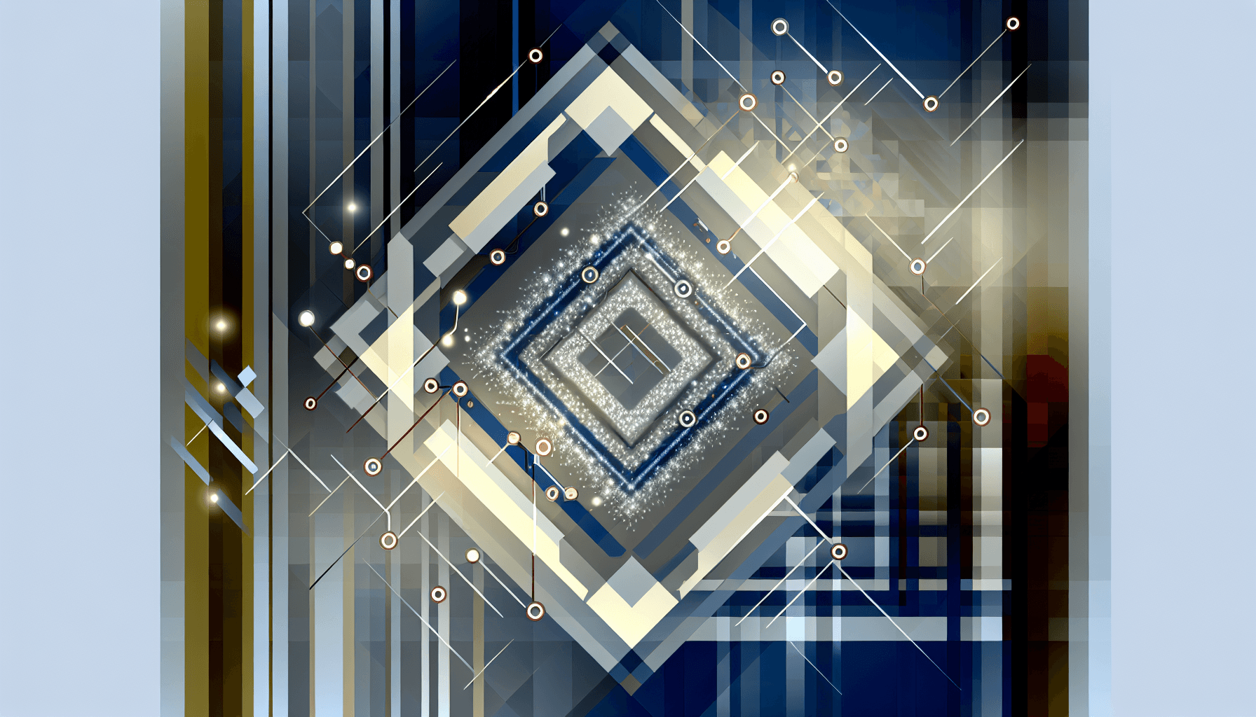 Abstract illustration with geometric shapes and light patterns symbolizing quantum error correction.