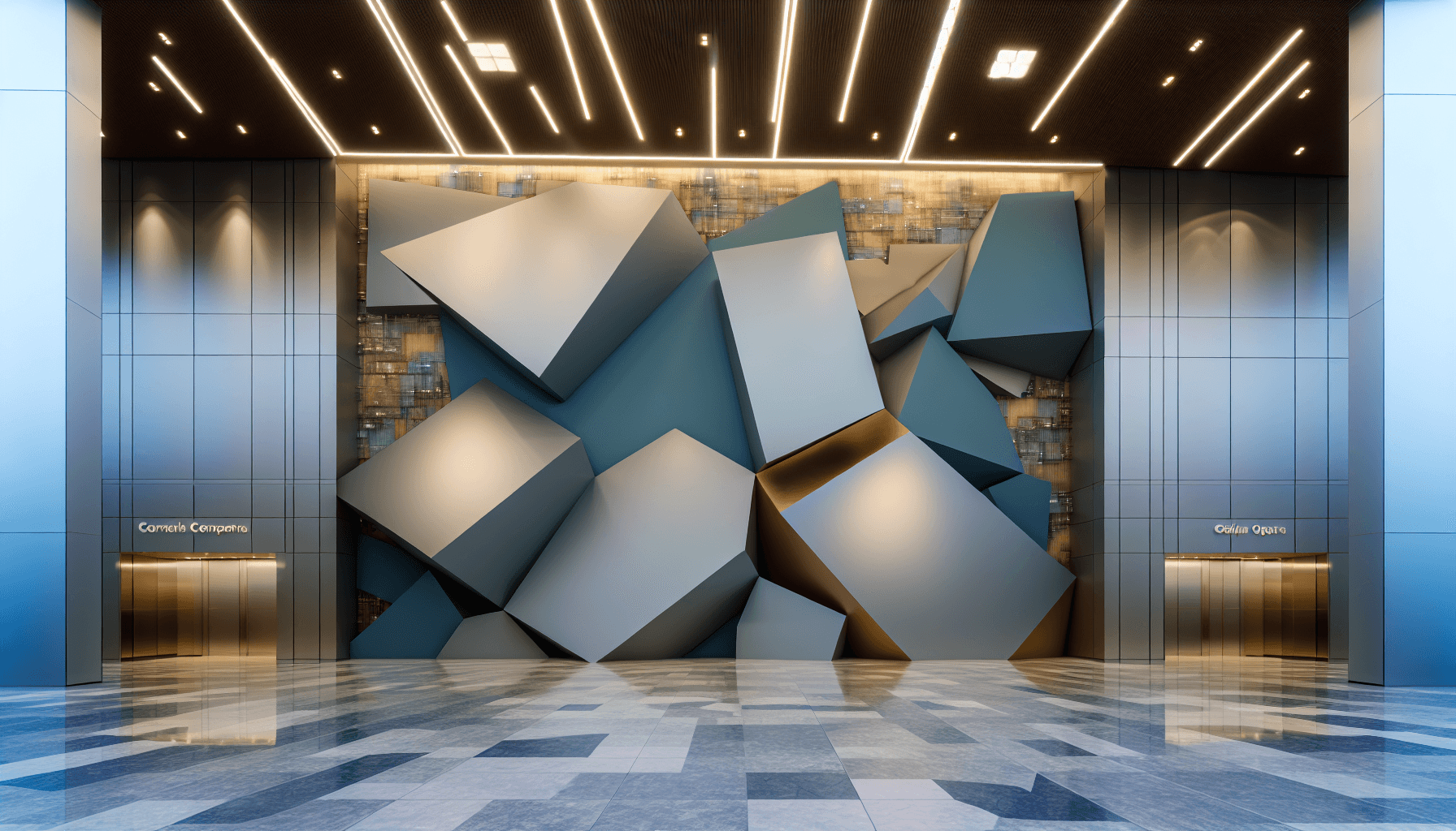 Abstract geometric installation in a corporate lobby representing the complexity of GitOps.