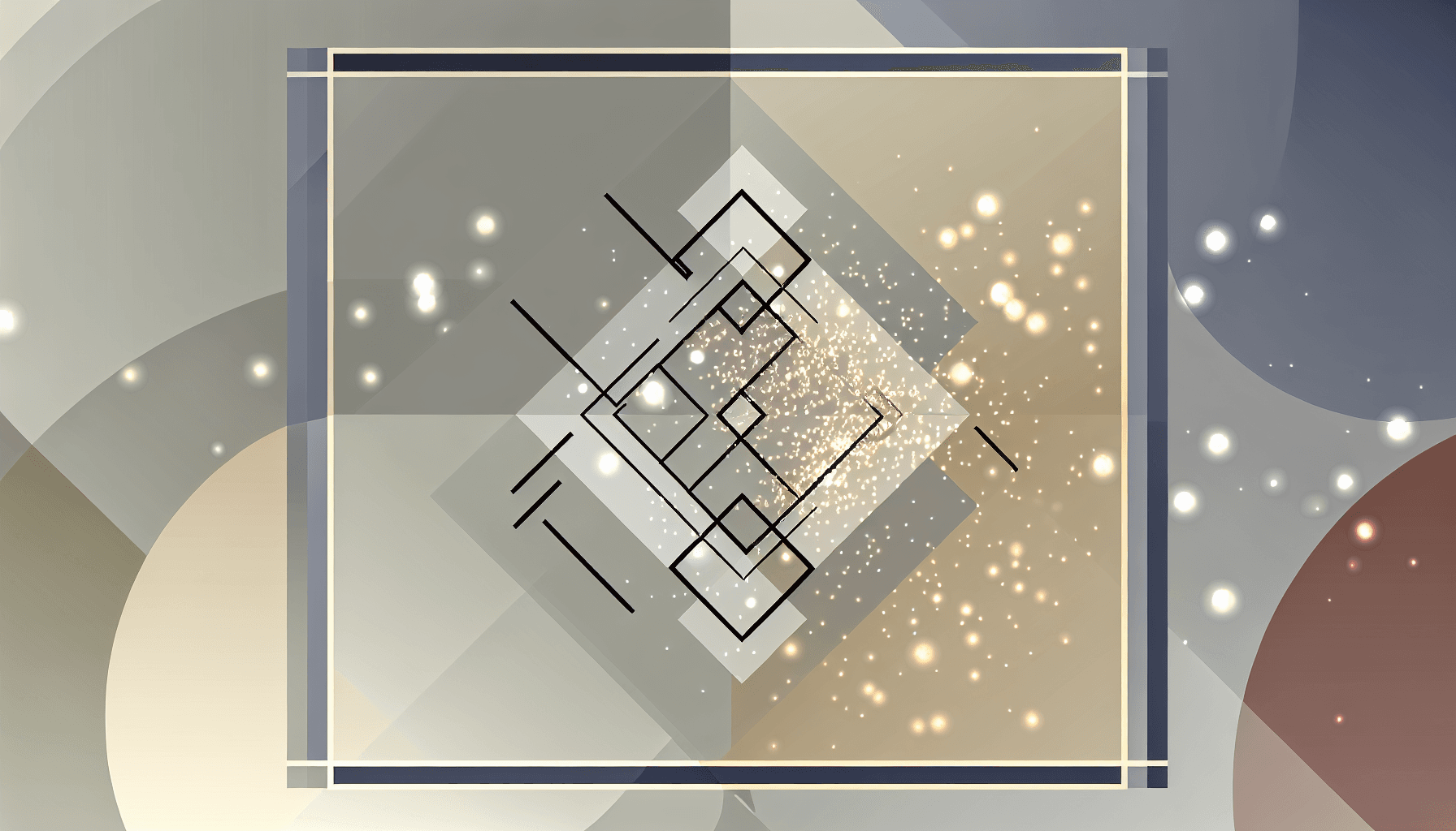 Abstract geometric shapes and light patterns symbolizing quantum error correction.