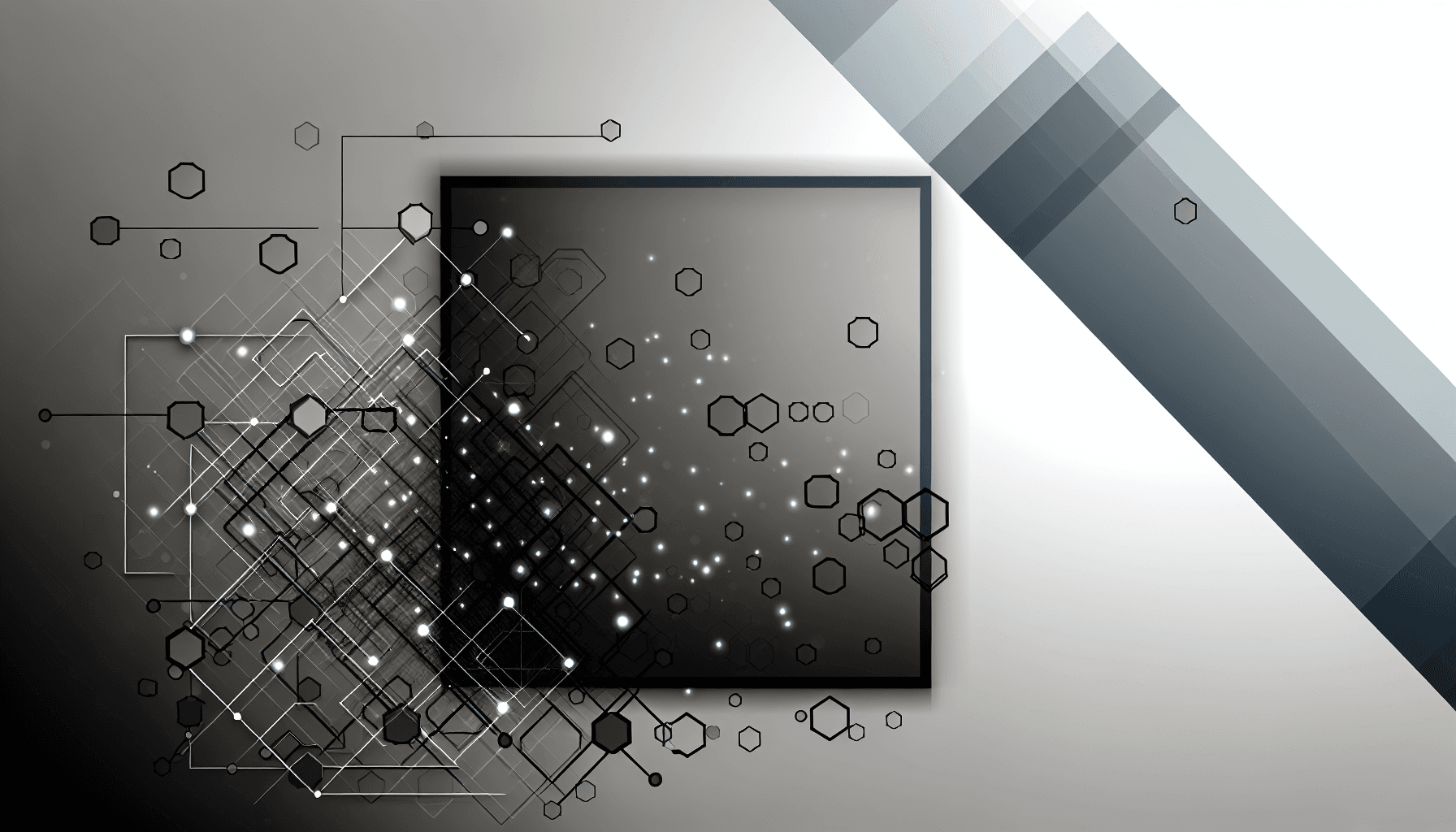 Abstract vector art with geometric shapes and light patterns, representing data flow and edge AI processing.