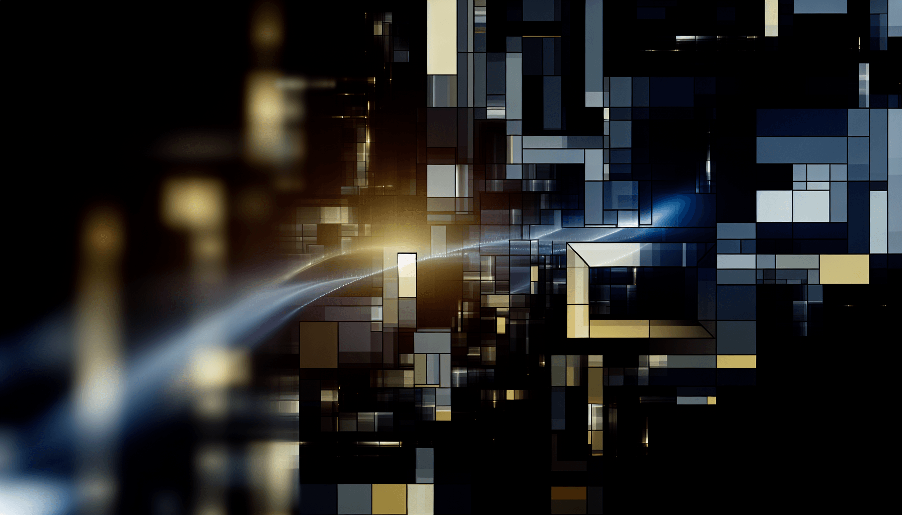 Abstract architectural design with geometric shapes symbolizing technological progress.