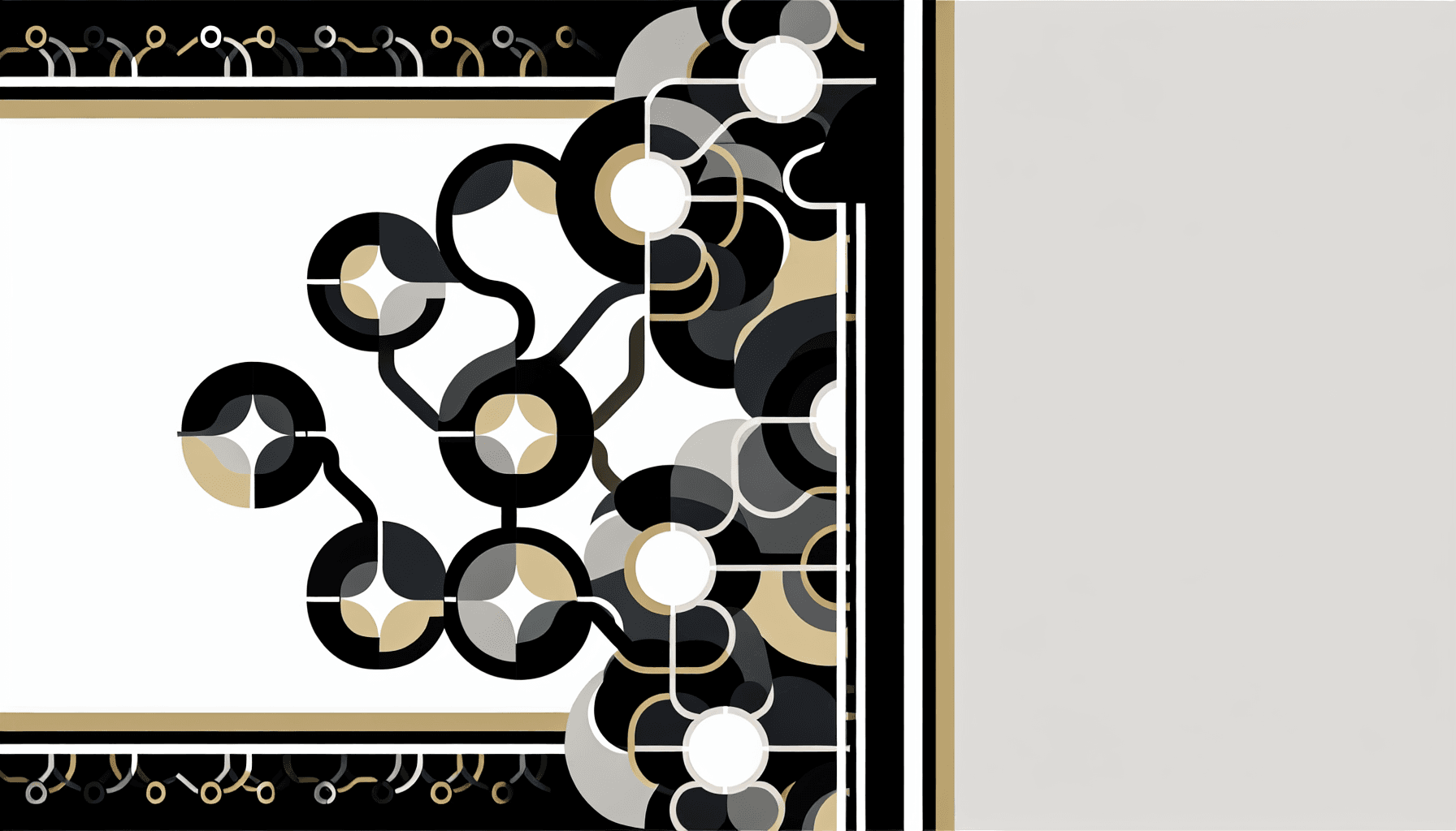 Abstract geometric shapes interlocking to form a network, symbolizing digital identity security.